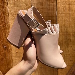 Velvet Ruffle Peep Toe Heels